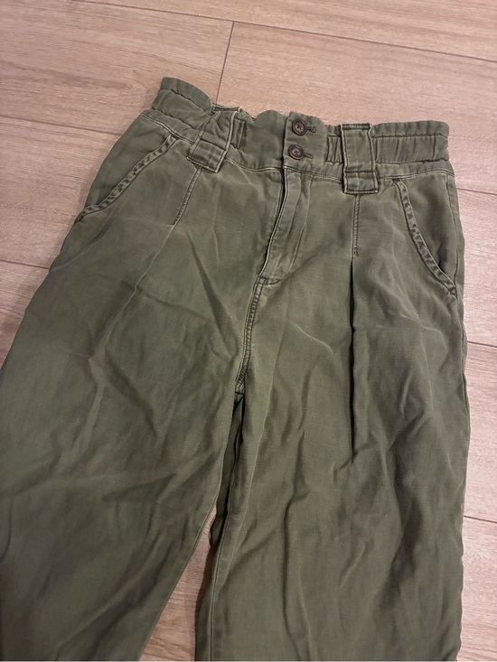 Free People Pants - Free People Women’s Army Olive Green Washed Chino Trousers Cotton Size 10